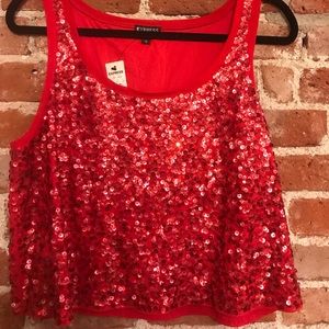 Red sequence crop top